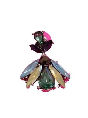 Rhinestone Green Blue Yellow Post Dangle Earrings